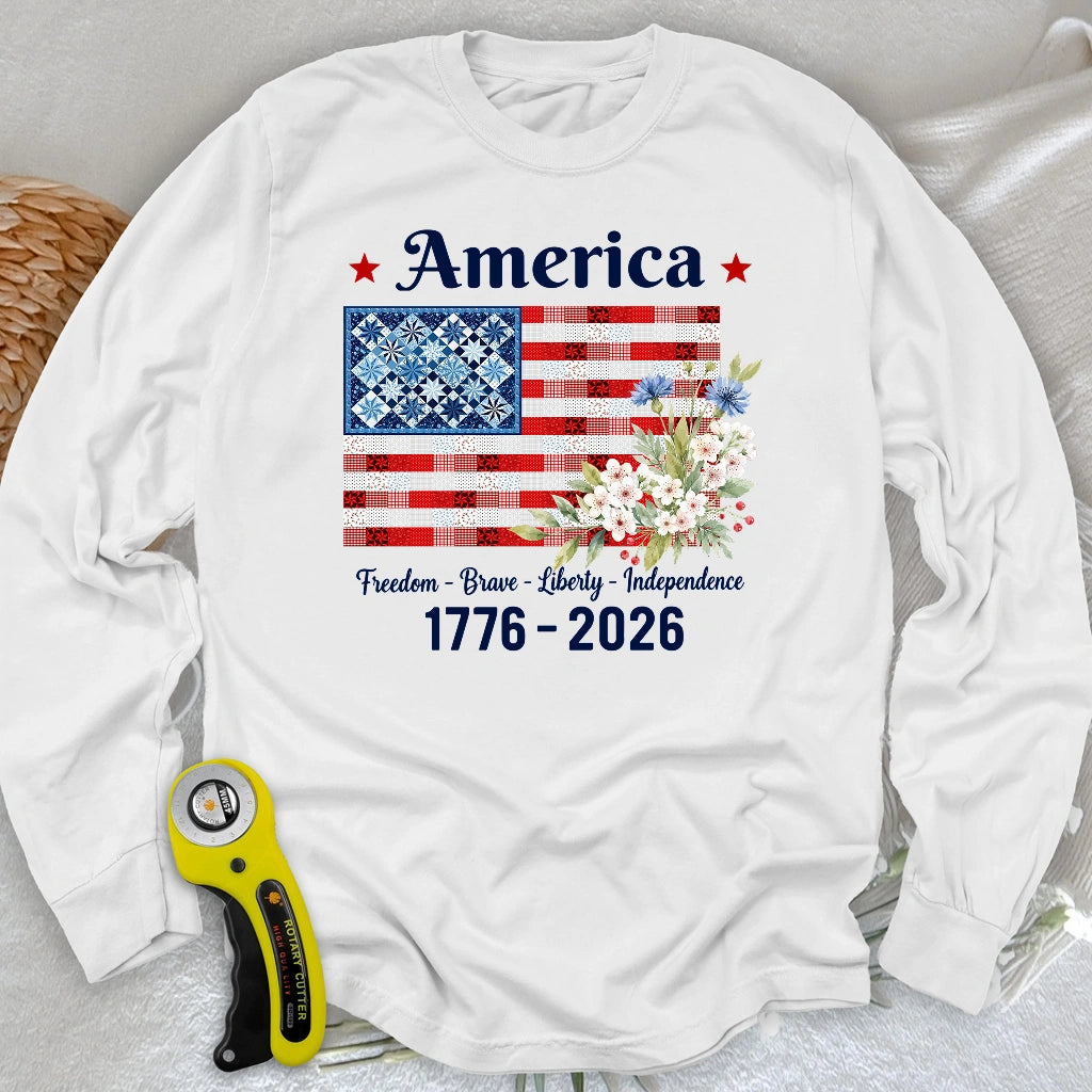 American Patchwork Bloom Long Sleeve T-shirt