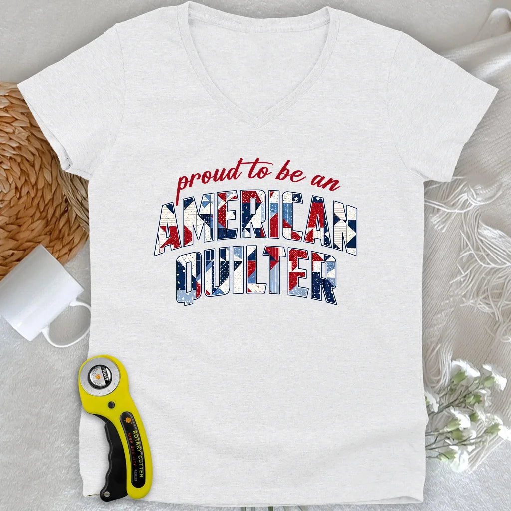 American Quilter Lady V-neck