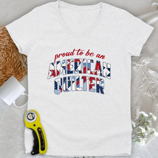 American Quilter Lady V-neck