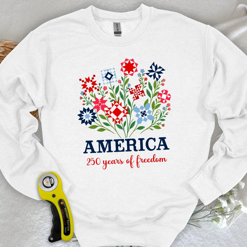 Americana Quilt Blooms Sweatshirt