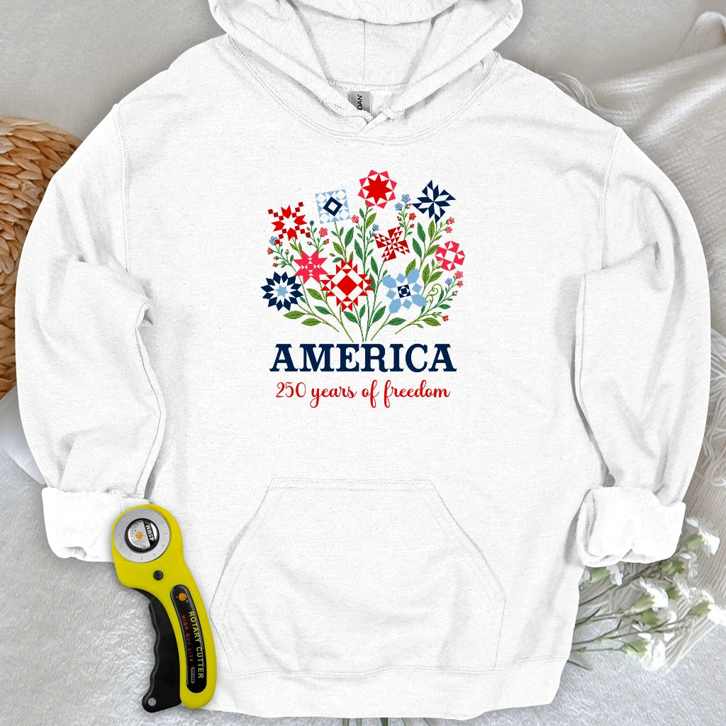 Americana Quilt Blooms Hoodie