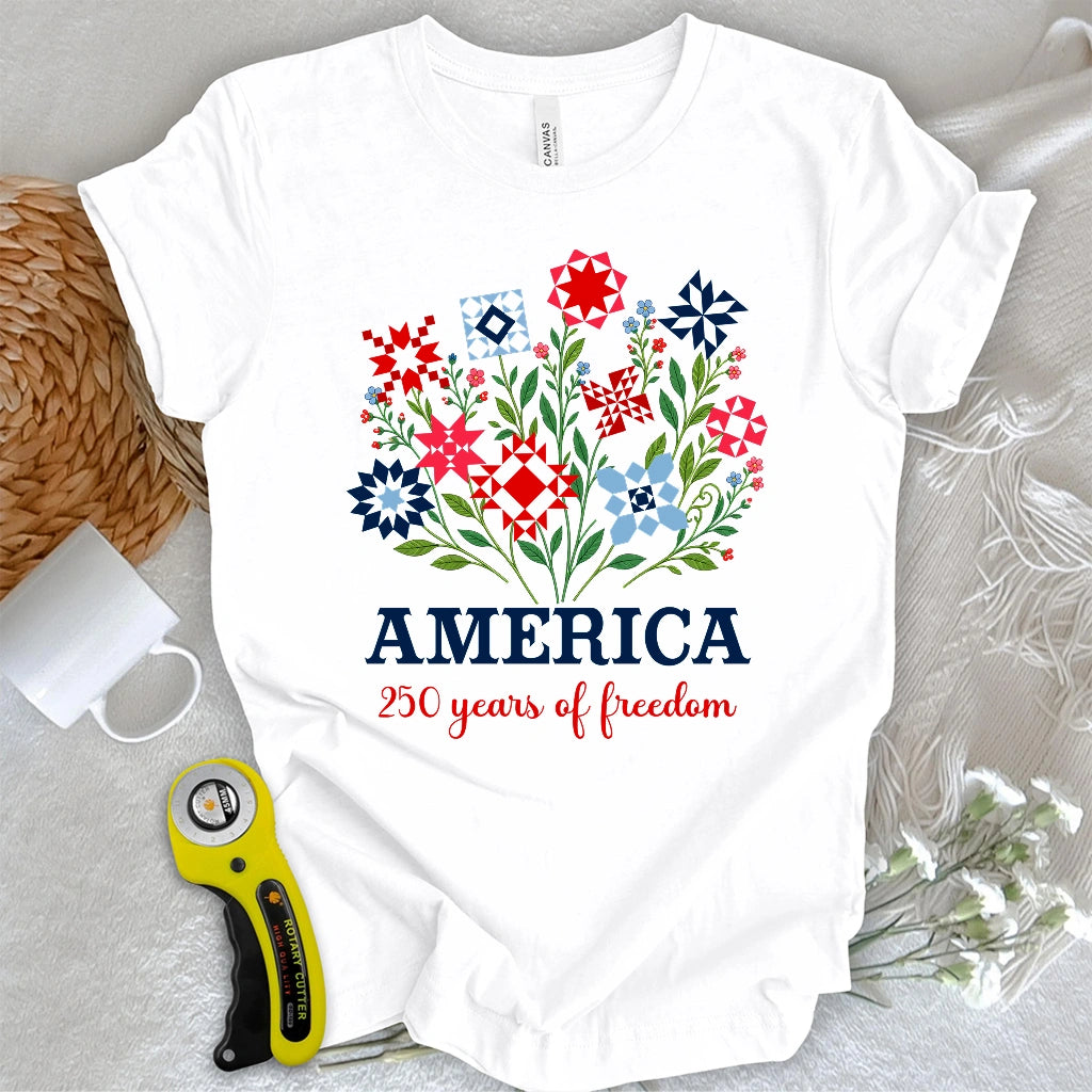 Americana Quilt Blooms T-shirt