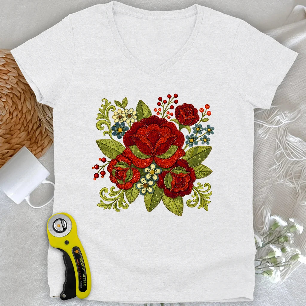 Appliqué Nerd Lady V-neck