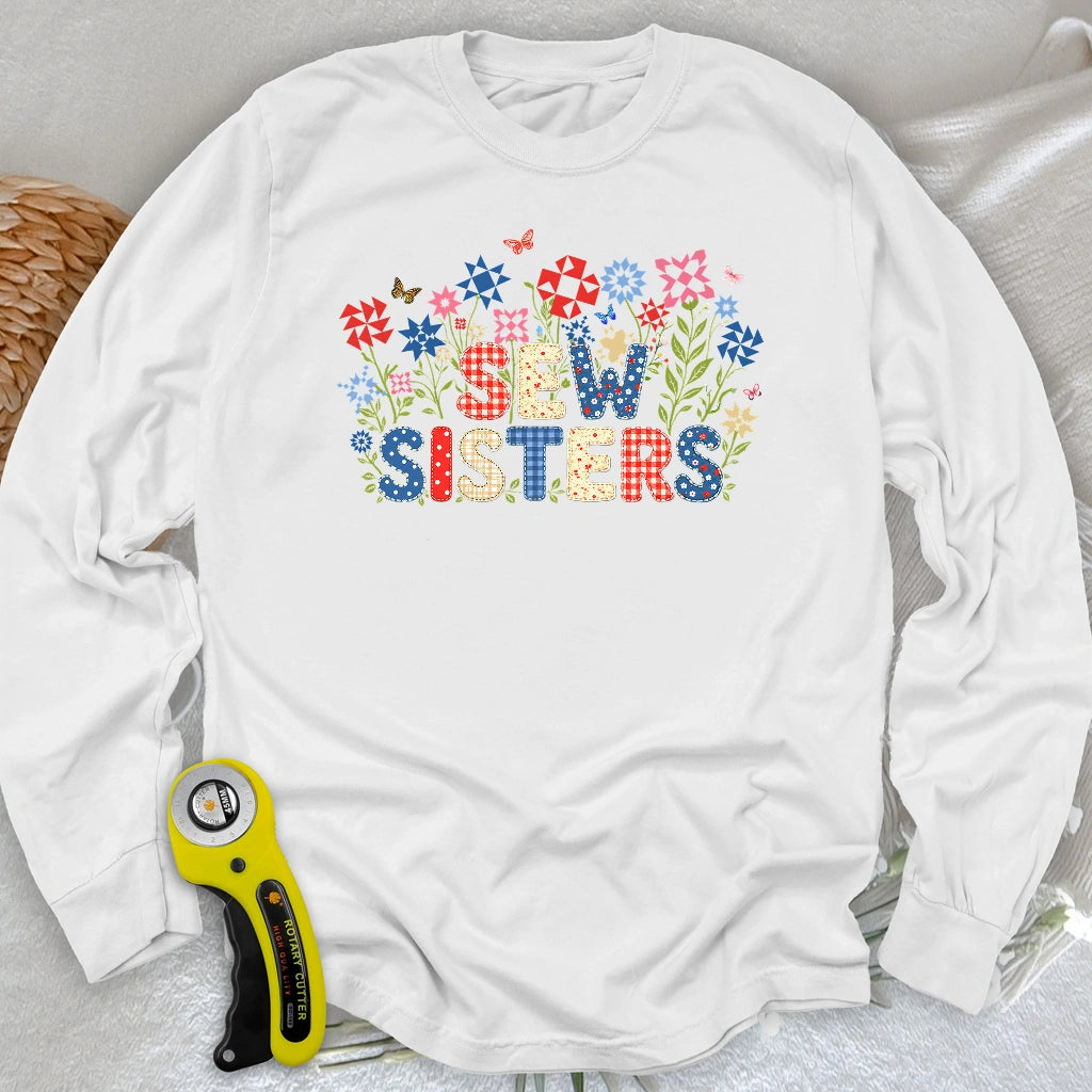 Appliqué Sew Sisters Long Sleeve T-shirt