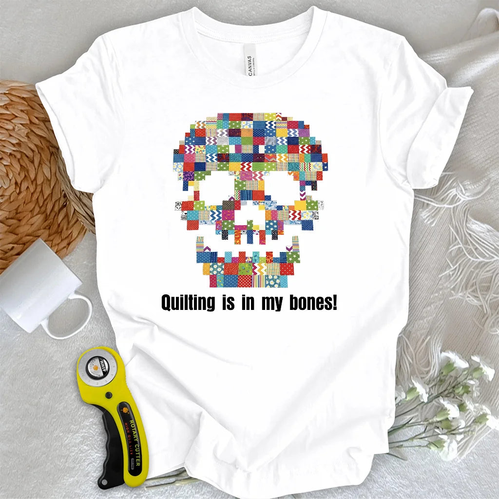 A quilted skull T-shirt