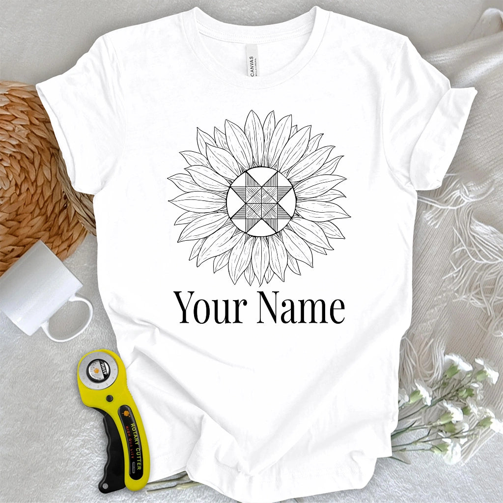 "Custom Name" Block Sunflower T-shirt