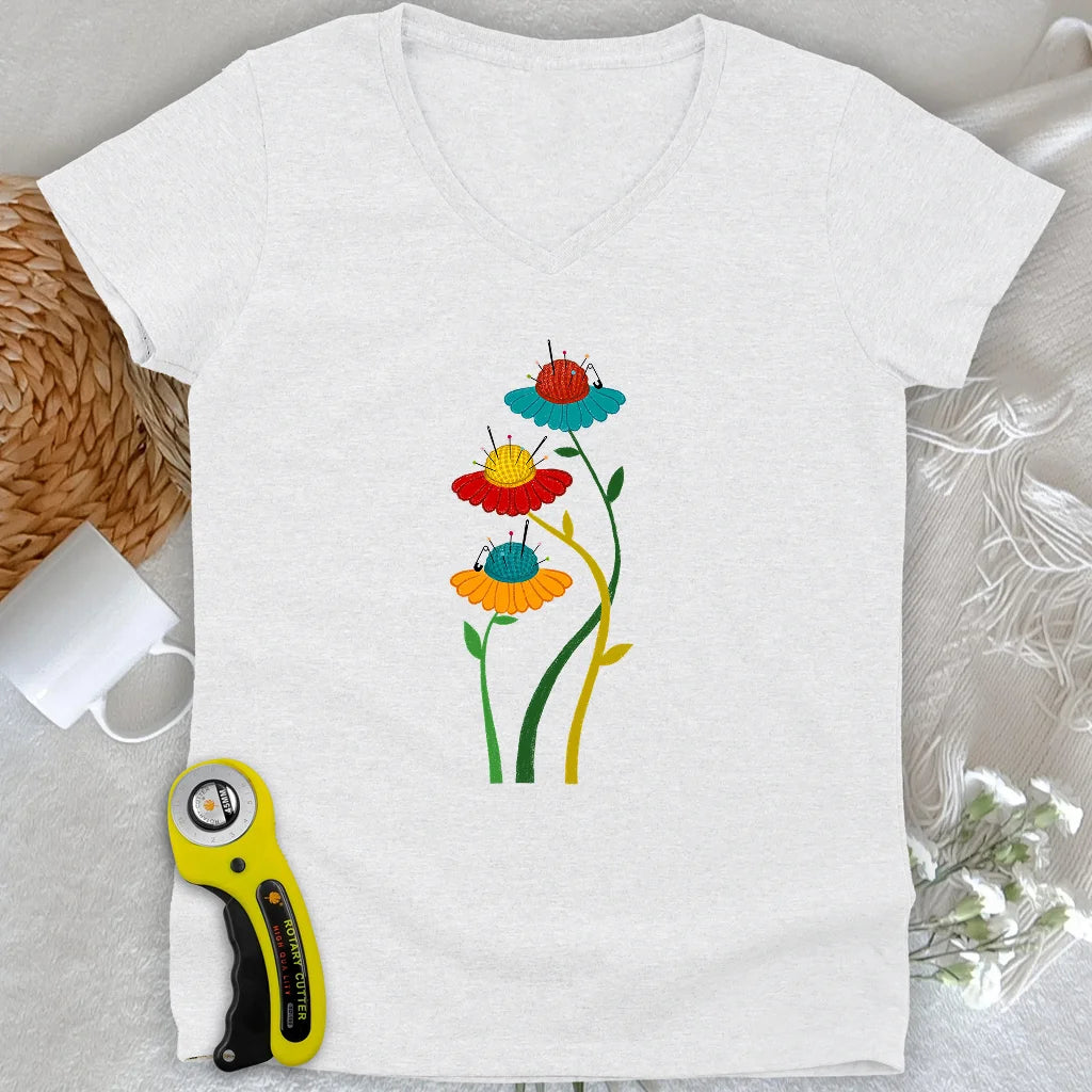 Coussinets Fleuris Col V Femme