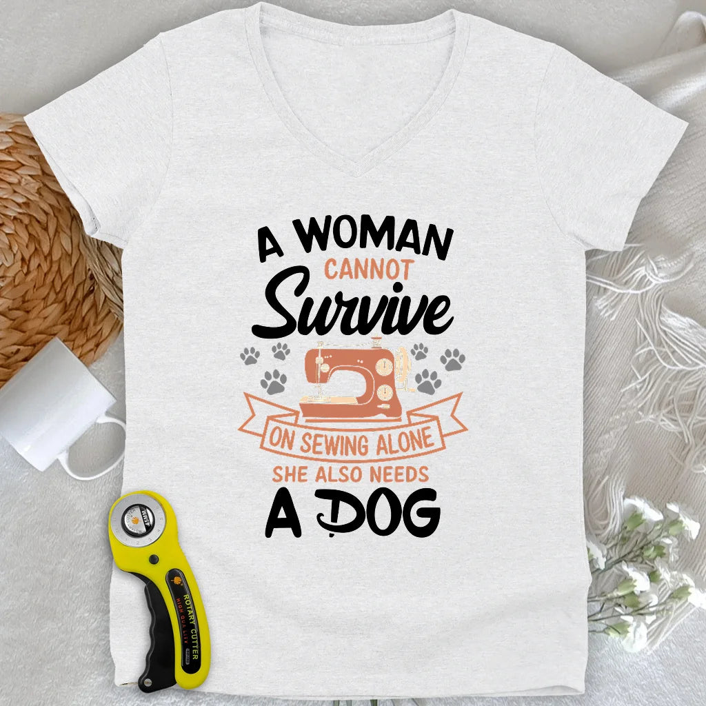 Je ne peux pas coudre sans mon col en V Dog Lady