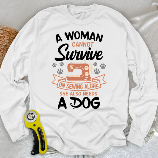 Can’t Sew Without My Dog Langarmshirt