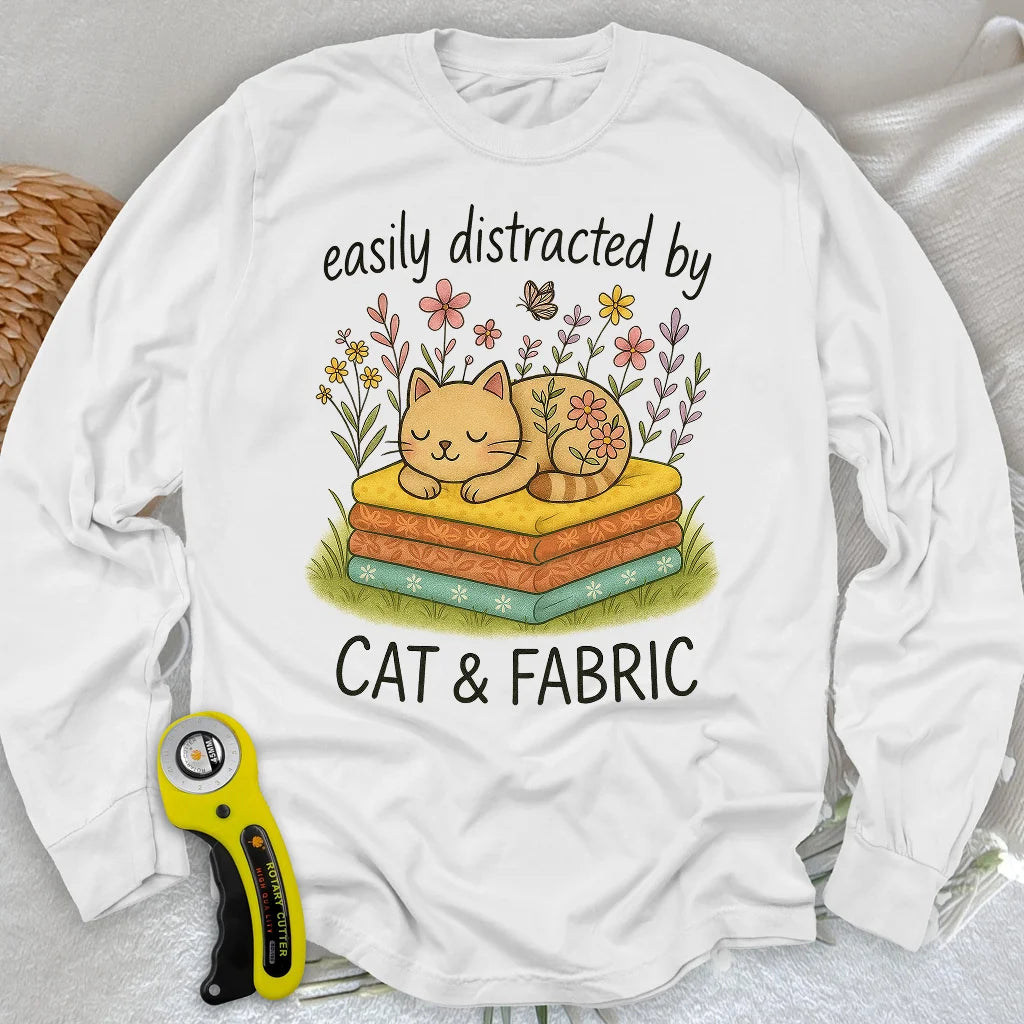 T-shirt à manches longues « Cat Nap for Quilters »