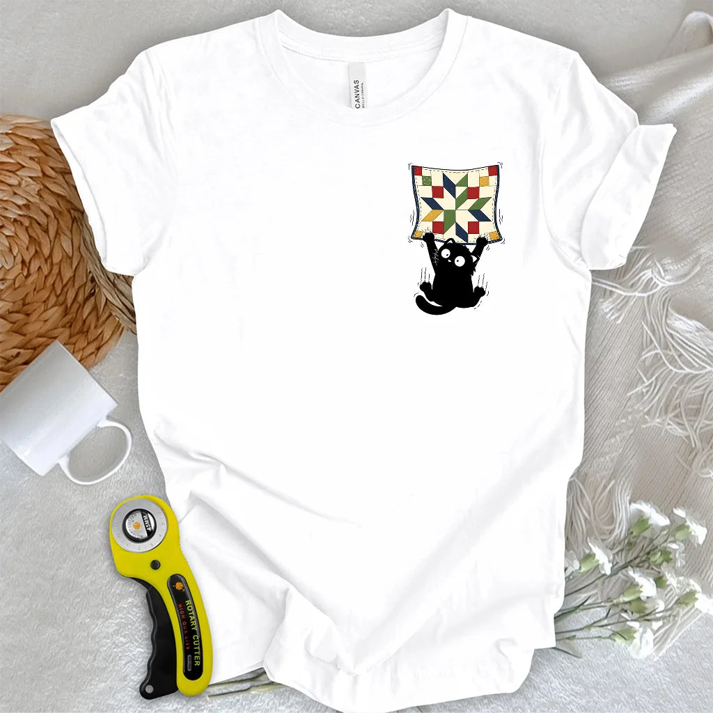 Clingy Quilt Cat Logo T-shirt