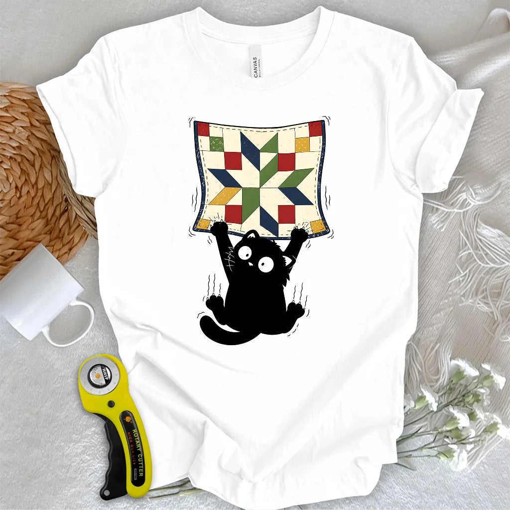 Clingy Quilt Cat T-shirt