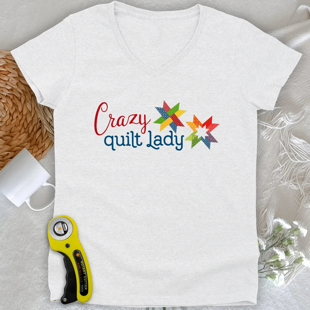 Crazy quilt lady Lady V-neck