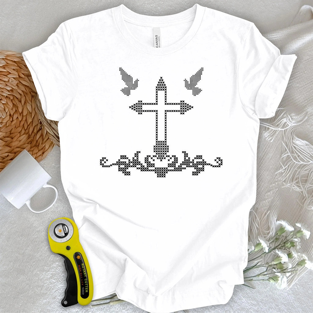 Cross-Stitch Faith & Peace T-shirt