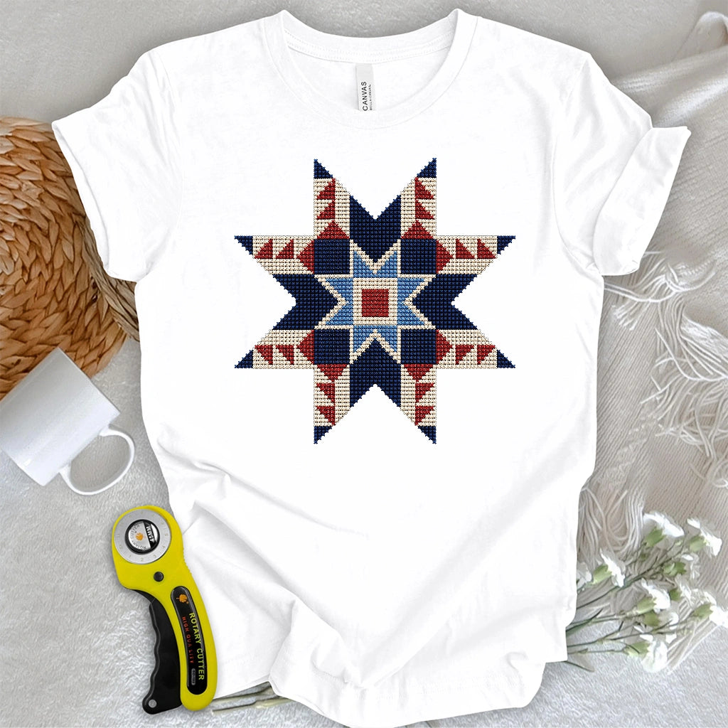 Cross-Stitched Quilt Star T-shirt