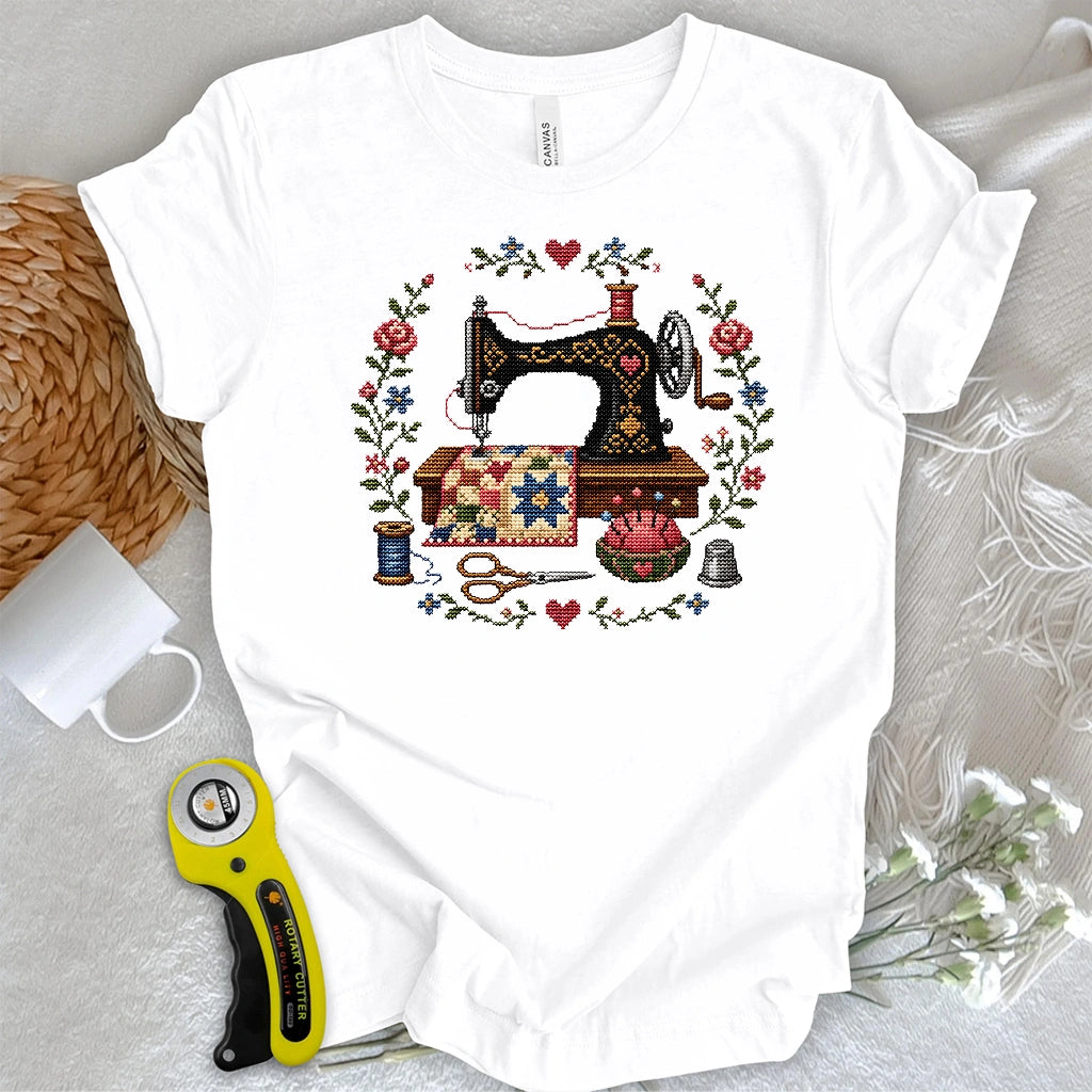 Cross-Stitched Sewing Machine T-shirt