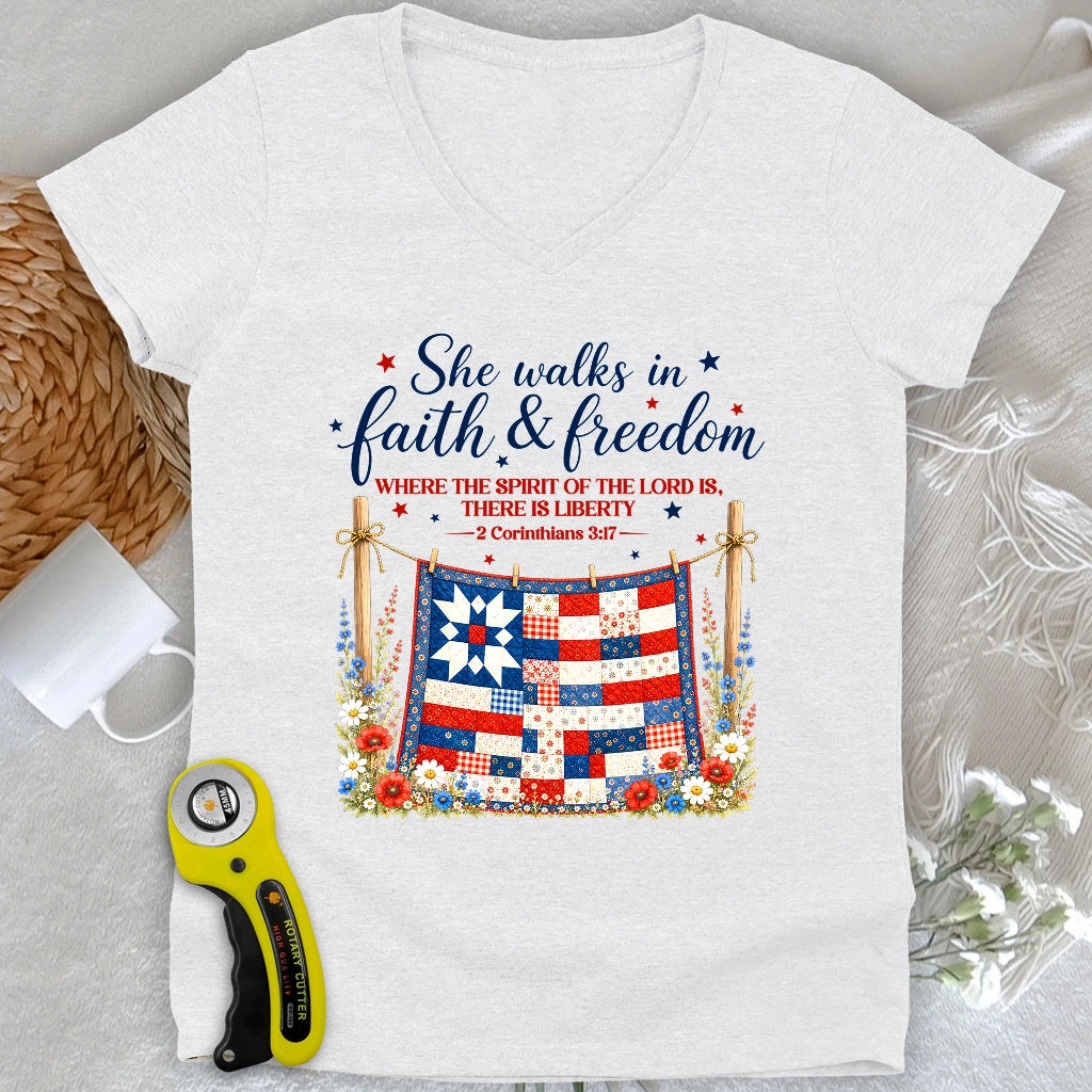 Faithfully Pieced Lady V-neck