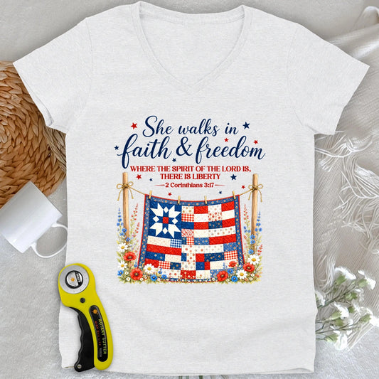 Faithfully Pieced Lady V-neck