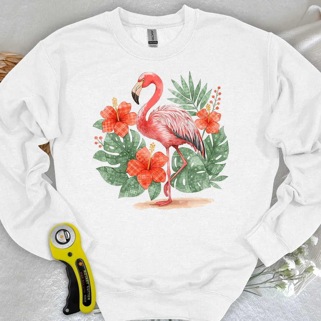 Flamingo- & Blumen-Patchwork-Sweatshirt