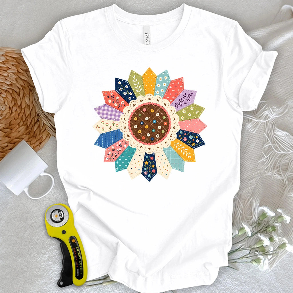 Floral Applique Quilt Block T-shirt