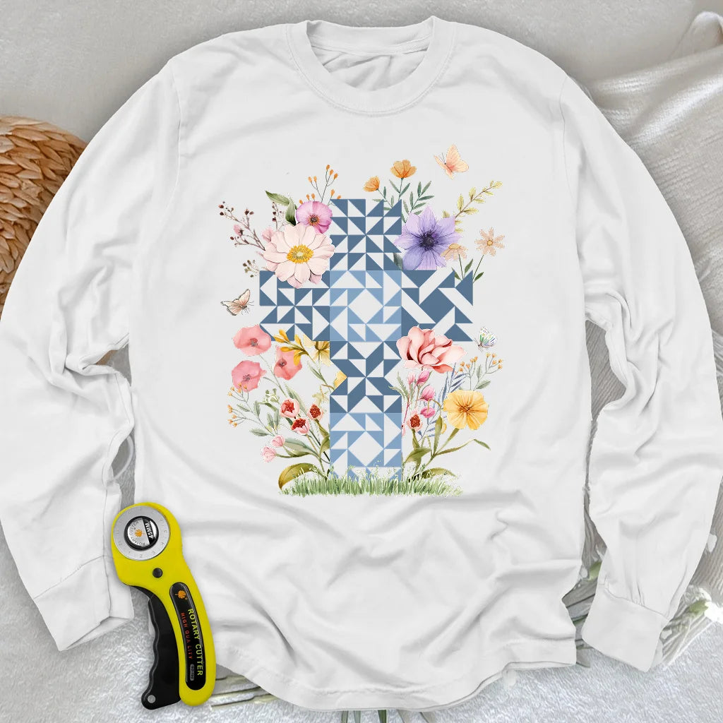 Floral Faith Quilt Langarm-T-Shirt