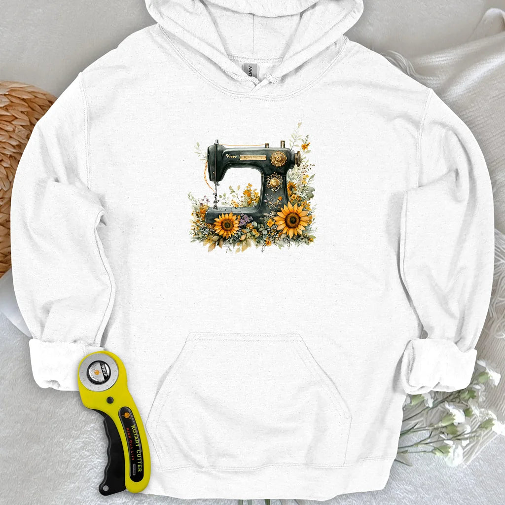 Sweat à capuche machine à coudre florale