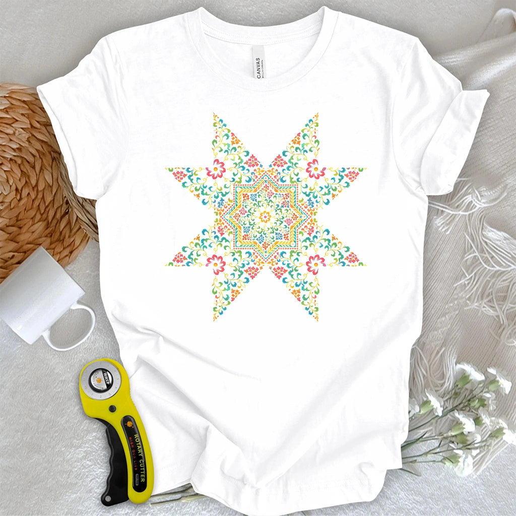 Floral Star Block Mandala T-shirt