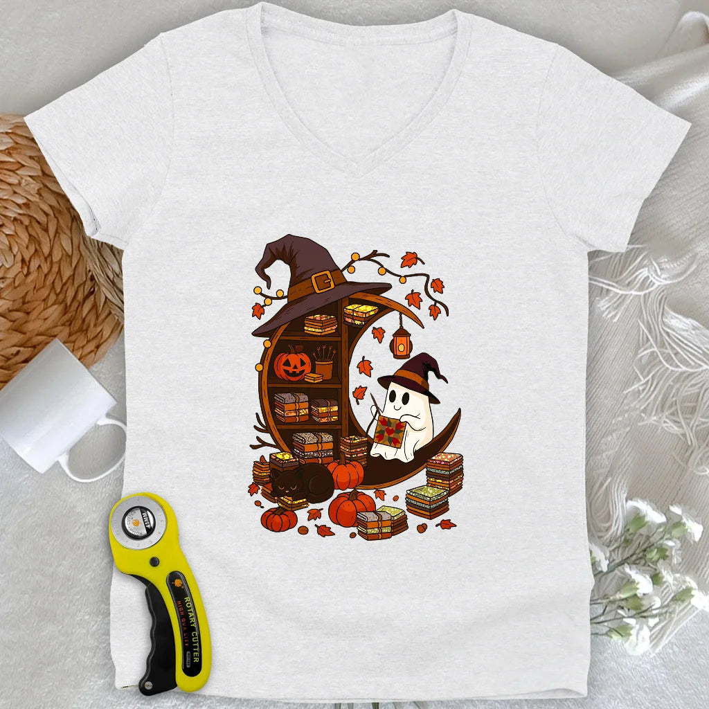 Ghostly Stitches Lady V-neck