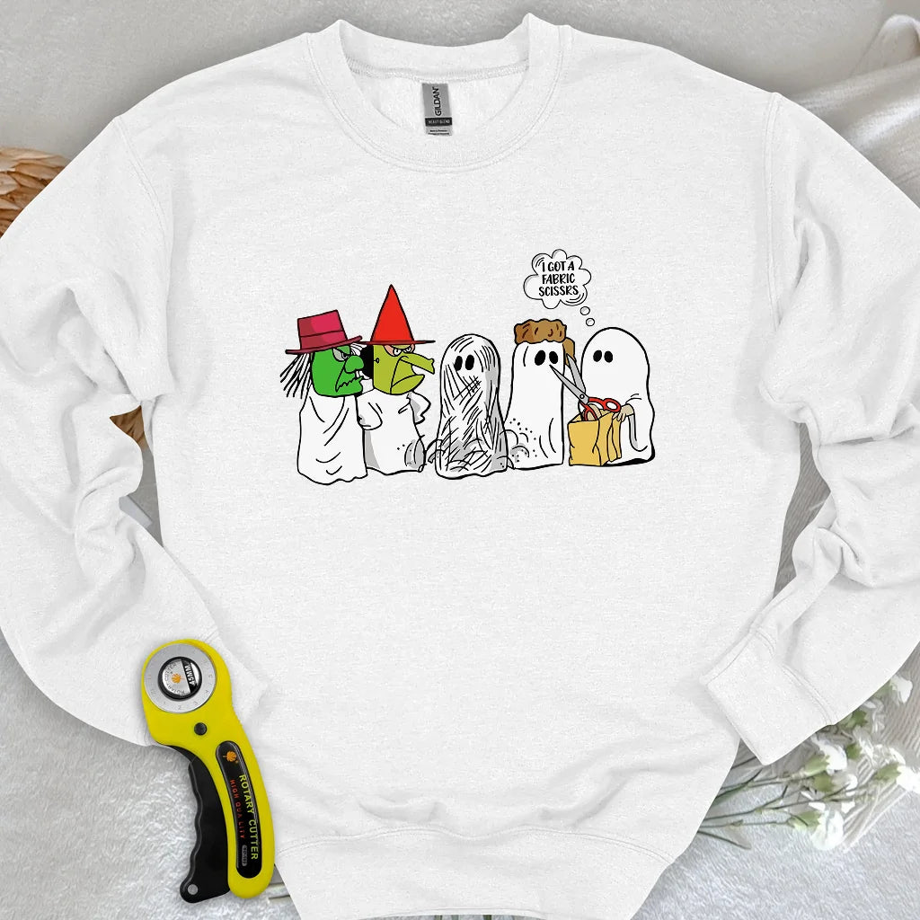J'ai un pull molletonné ciseaux en tissu.