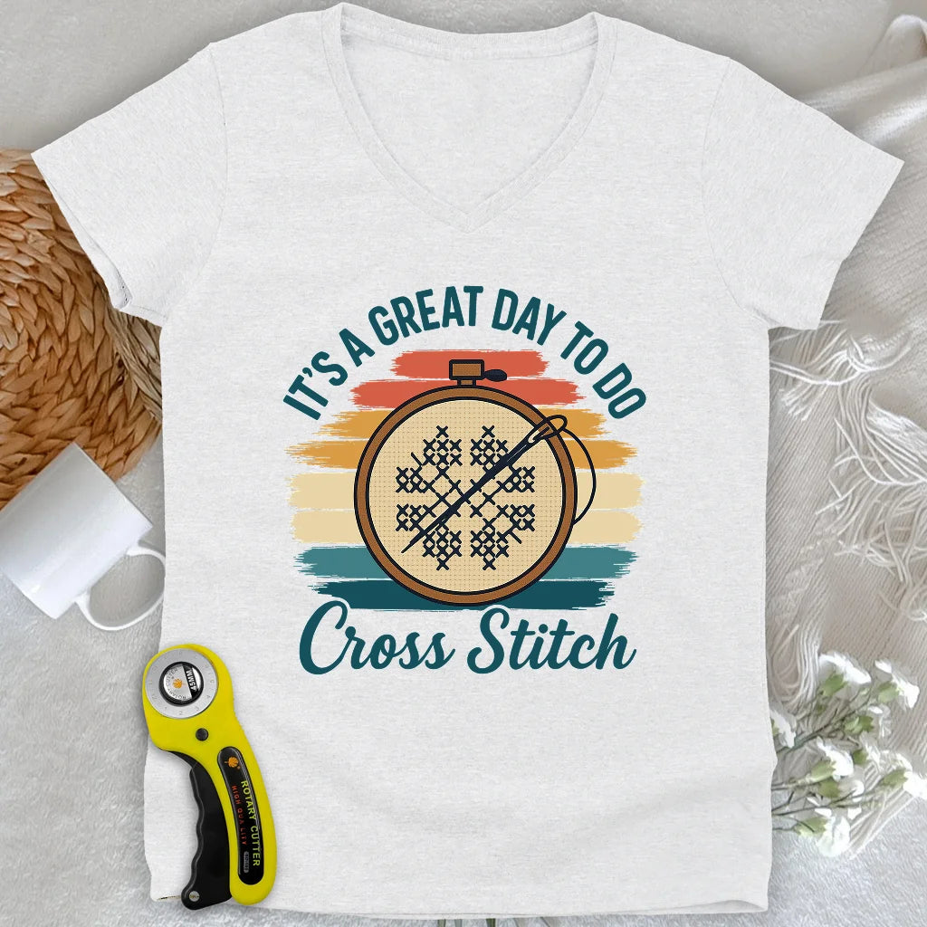Great Day to Stitch Lady V-neck