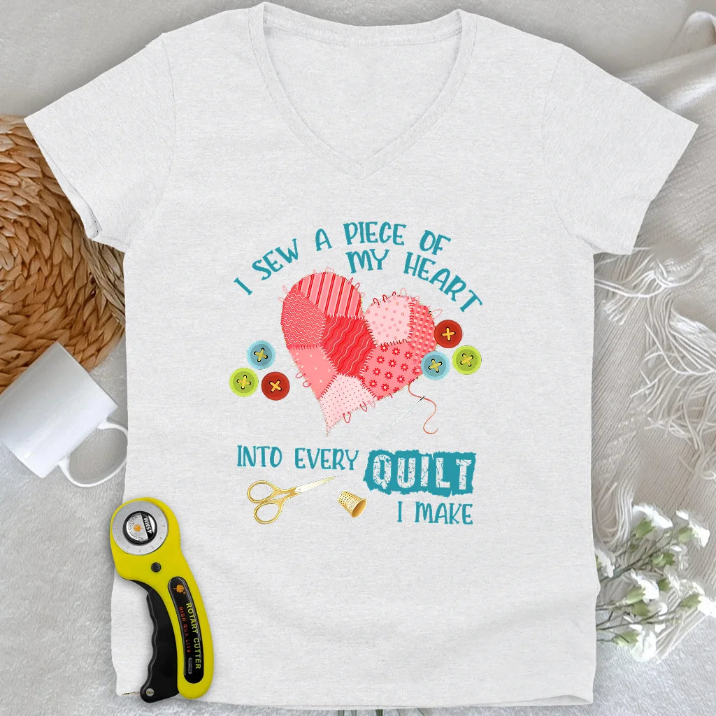 Heartstitched Quilt Love Lady V-neck