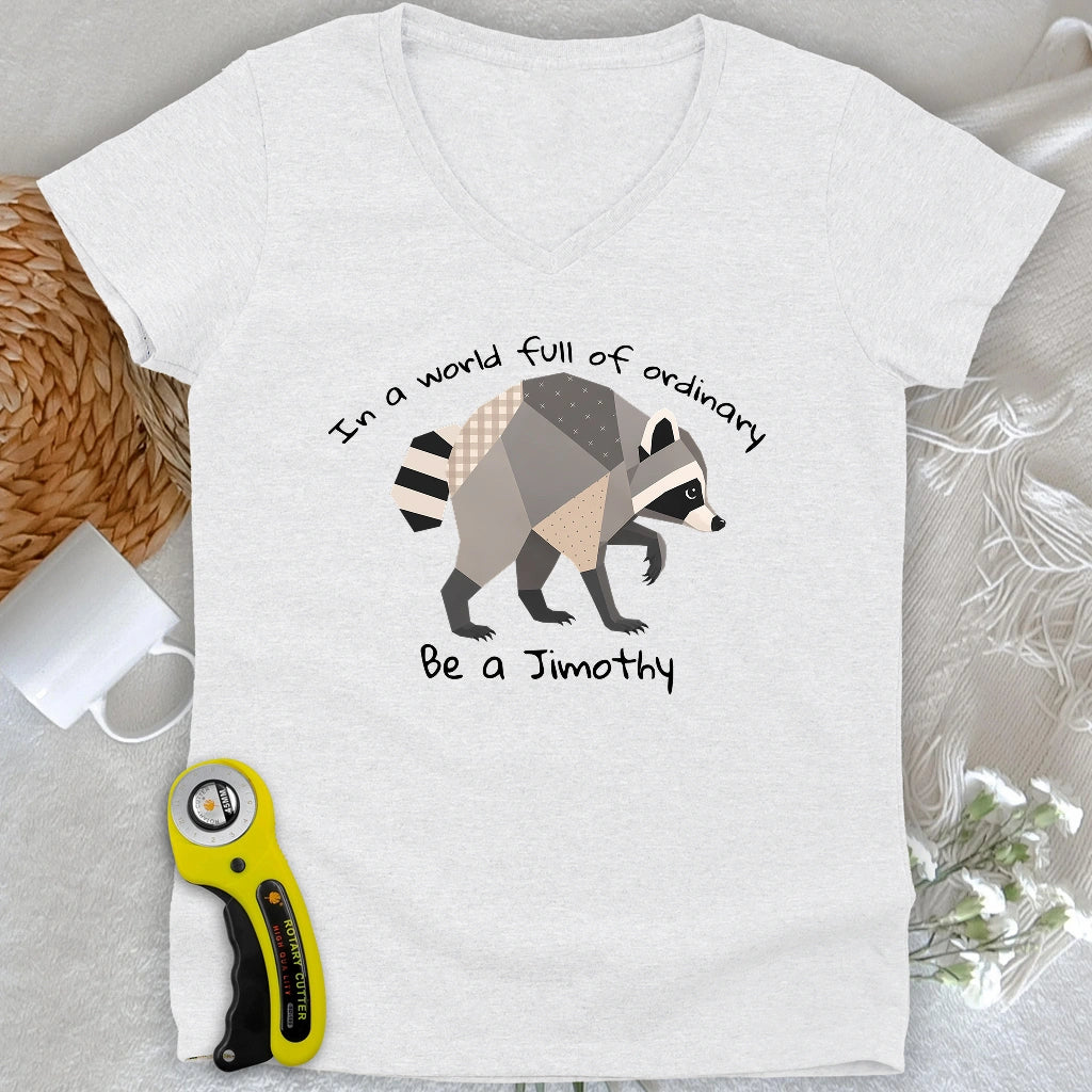 Jimothy the Quilted Raccoon Lady V-neck