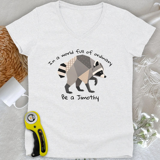 Jimothy the Quilted Raccoon Lady V-neck