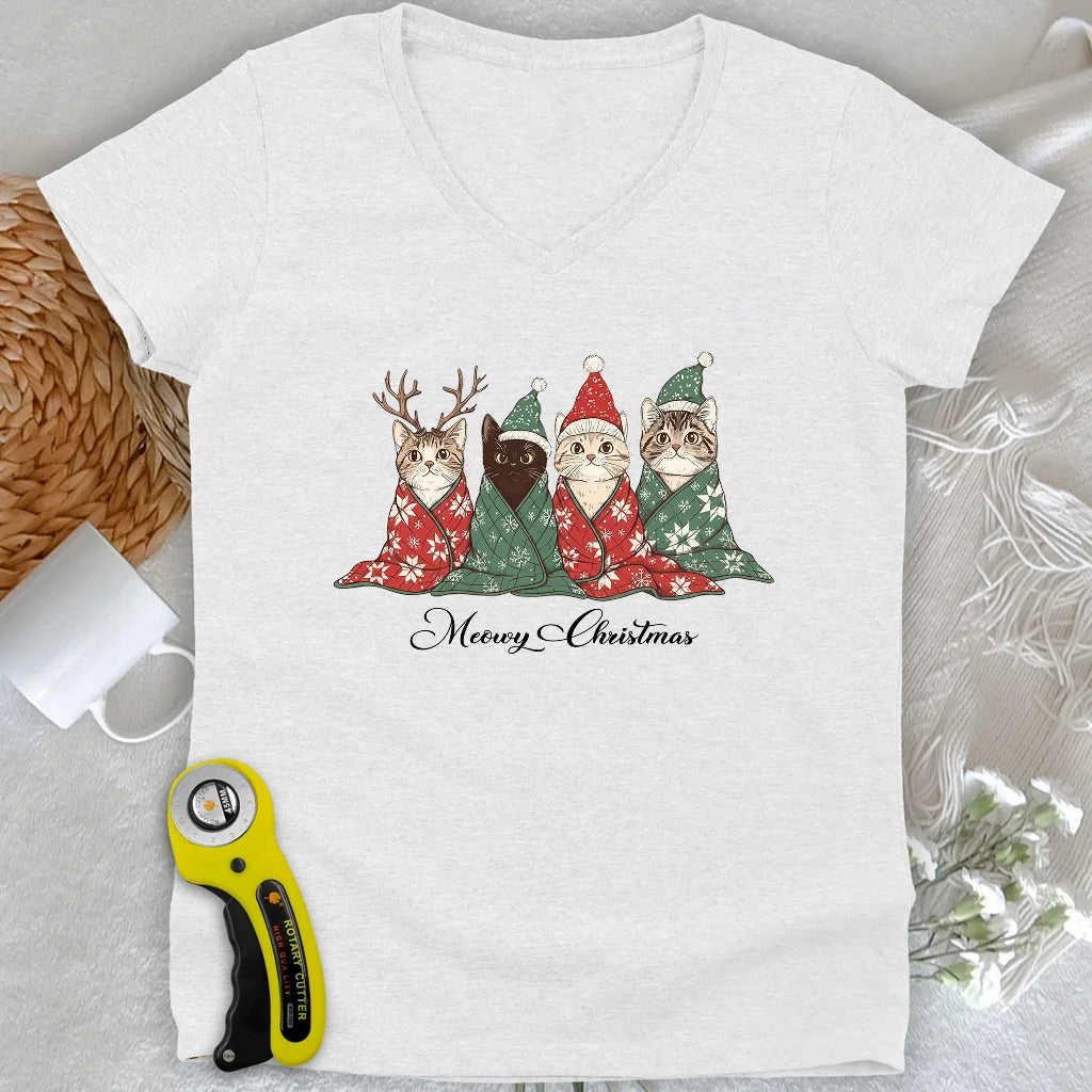 Meowy Christmas Lady V-neck