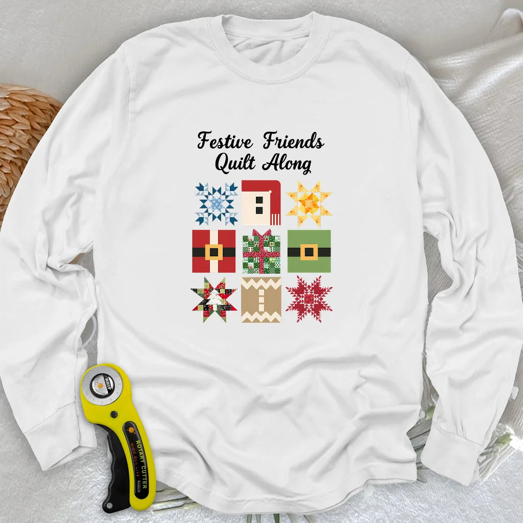 T-shirt à manches longues motif patchwork "Merry Makers"