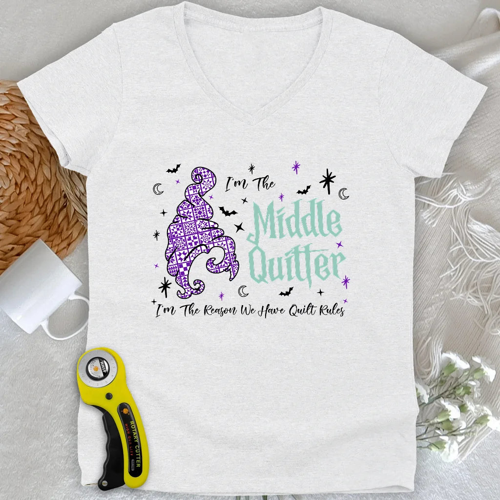 Middle Quilter Lady V-neck