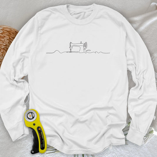Minimalistisches Nähmaschinen-Langarm-T-Shirt