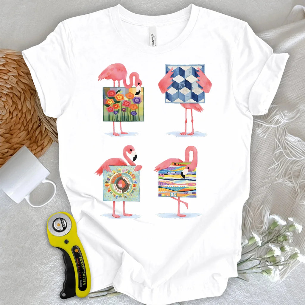 T-shirt Flamants roses courtepointe moderne