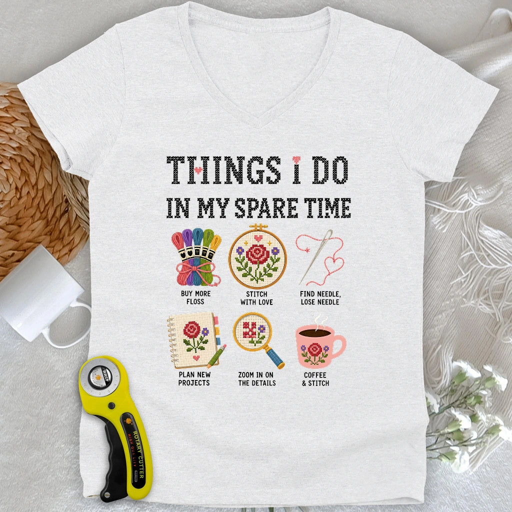Needlework Hobbyist Lady V-neck