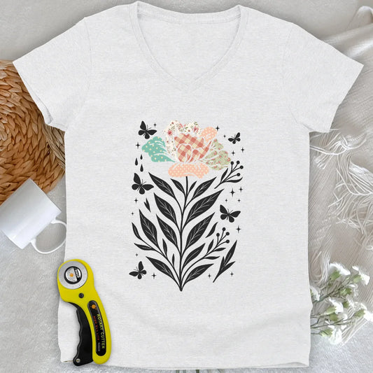 Patchwork Bloom Lady V-neck