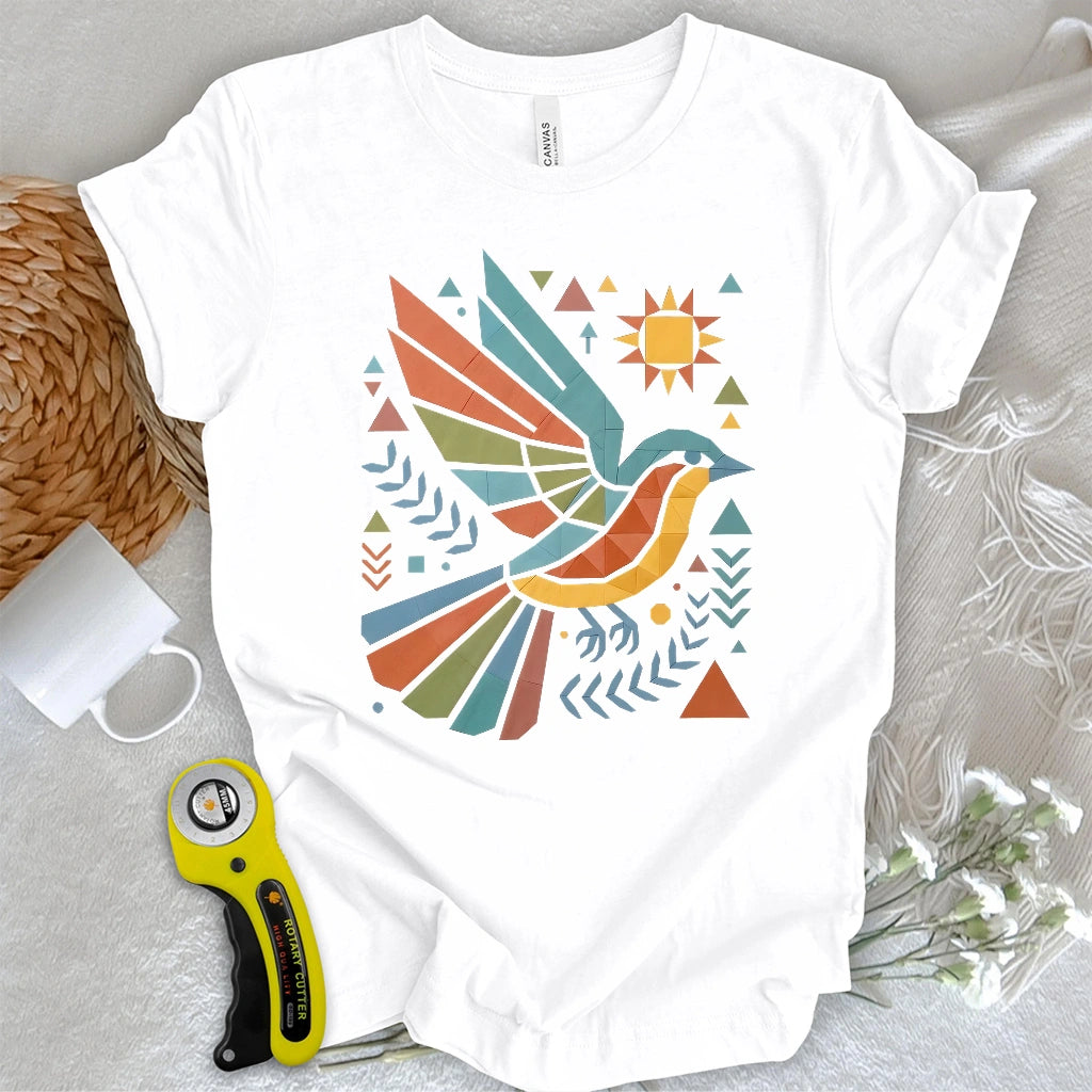 Patchwork Boho Bird T-shirt