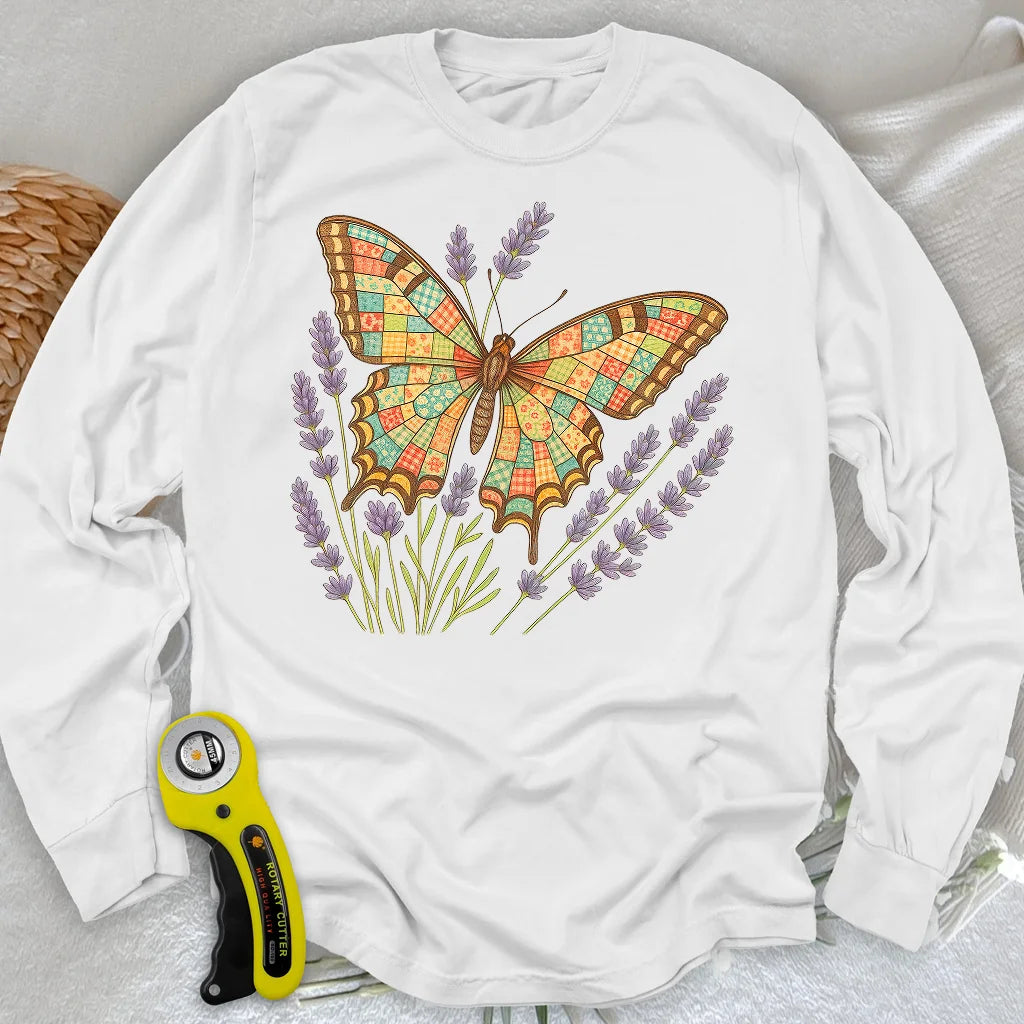 T-shirt papillon patchwork à manches longues