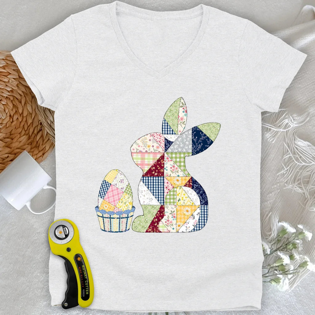 Lapin de Pâques en patchwork pour femme Col en V