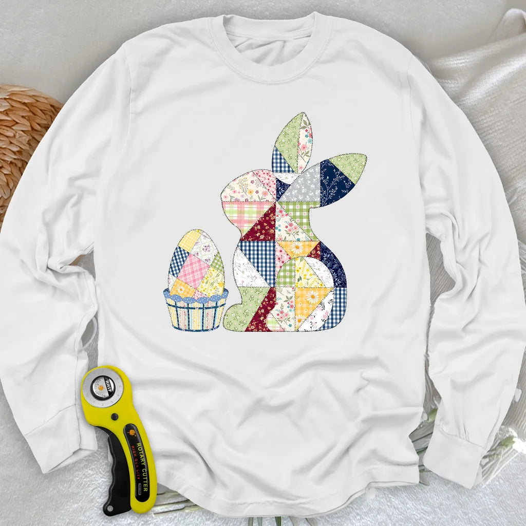 Patchwork Easter Bunny Long Sleeve T-shirt