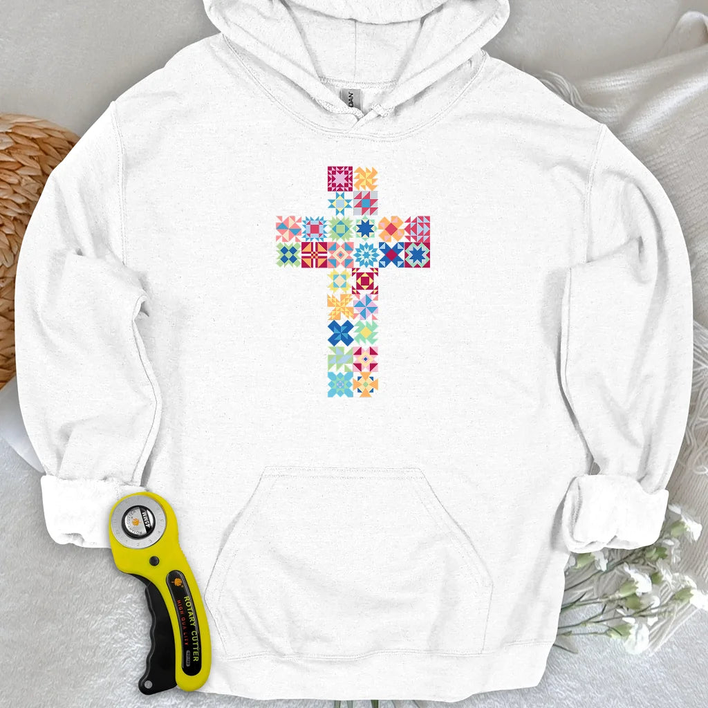 Patchwork Faith Cross Hoodie