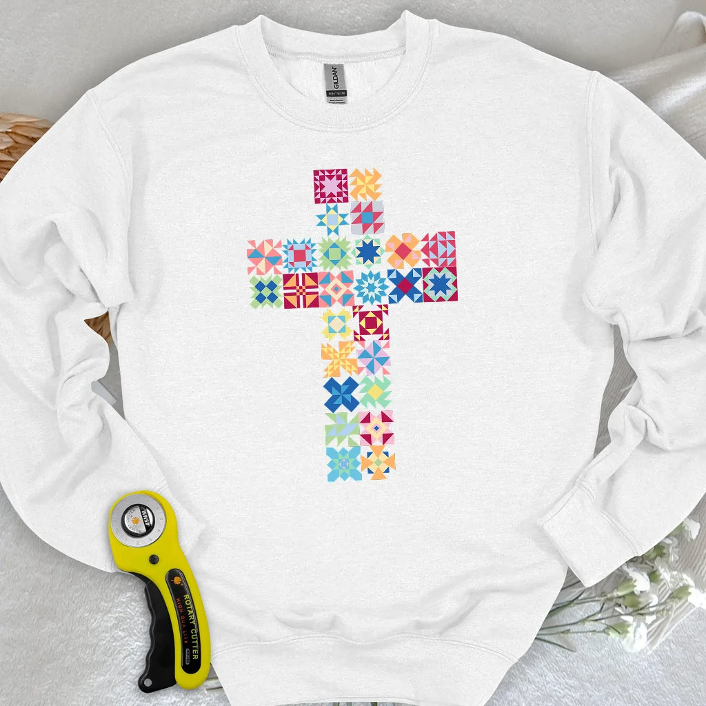 Patchwork Faith Cross Sweatshirt