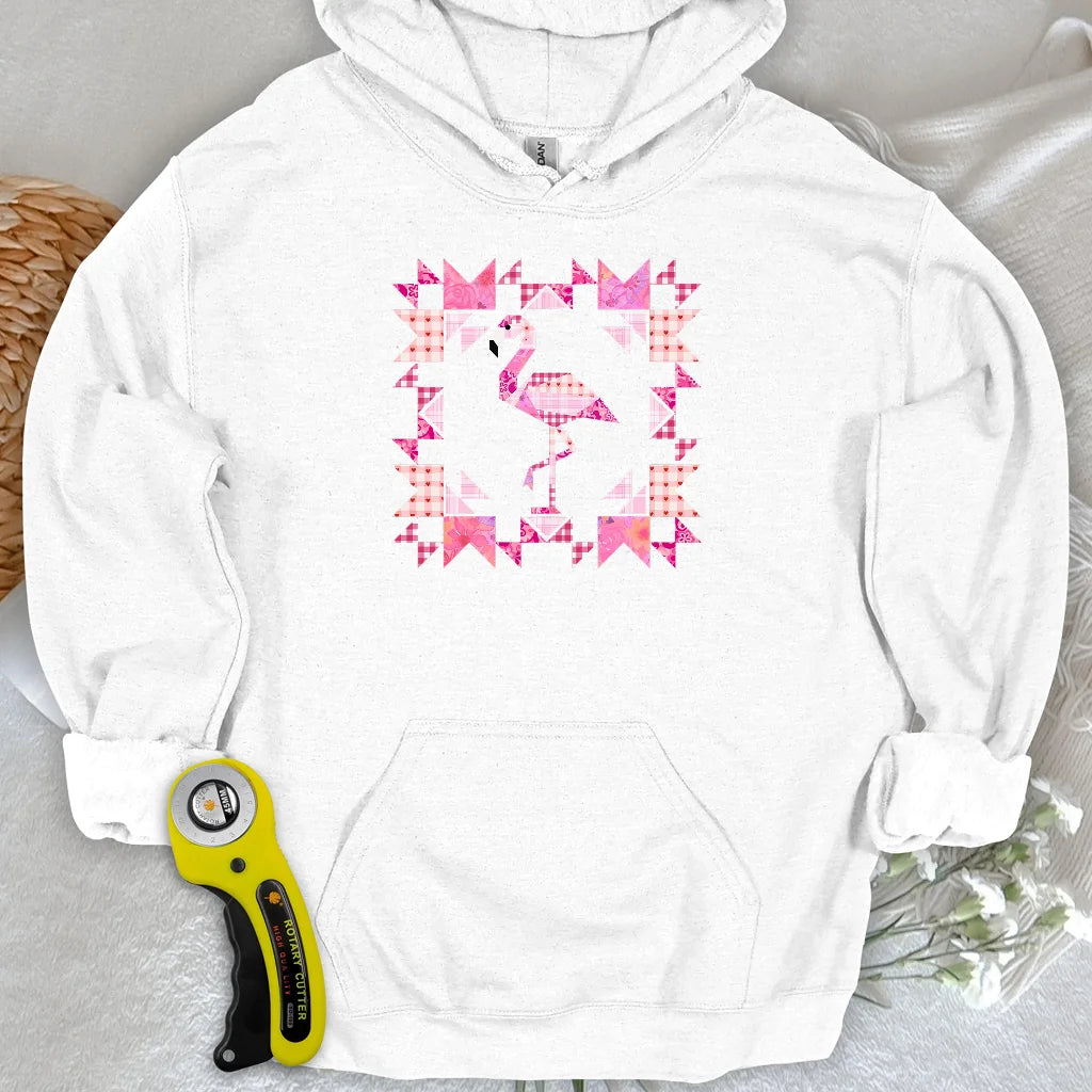 Sweat à capuche Flamant rose patchwork