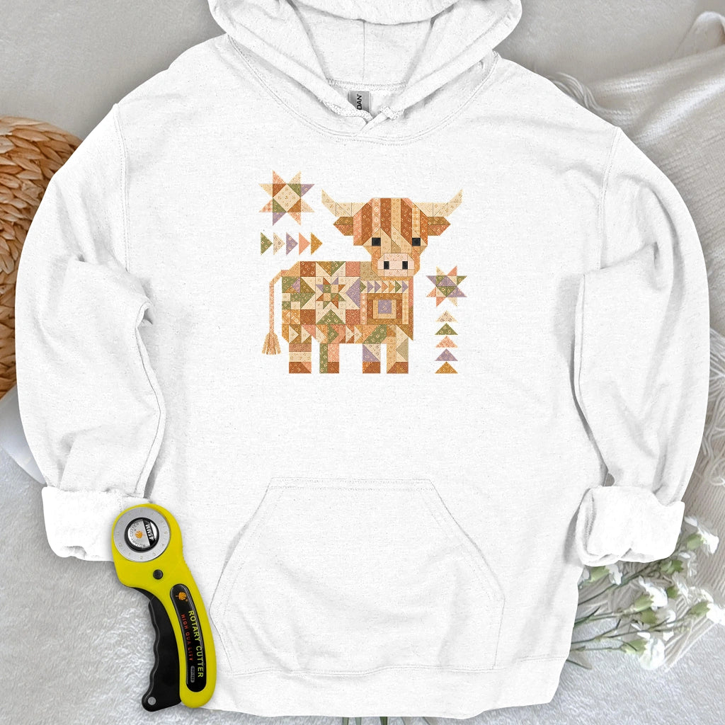 Patchwork Highland Cow Hoodie