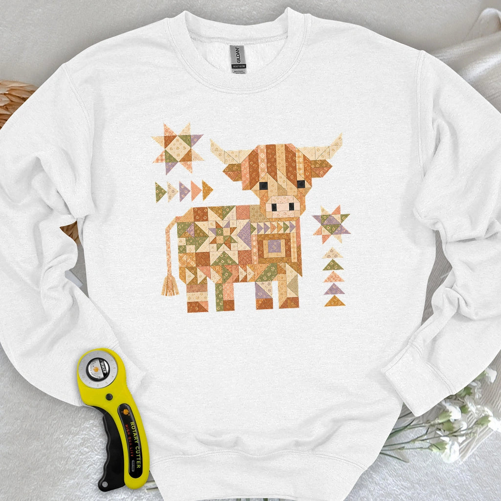 Patchwork Highland Cow Sweatshirt