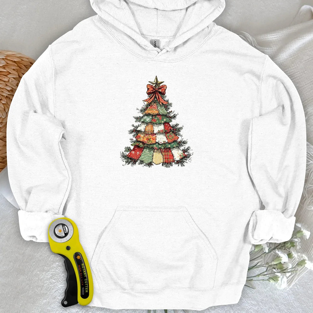 Sweat à capuche Sapin de Noël effet patchwork